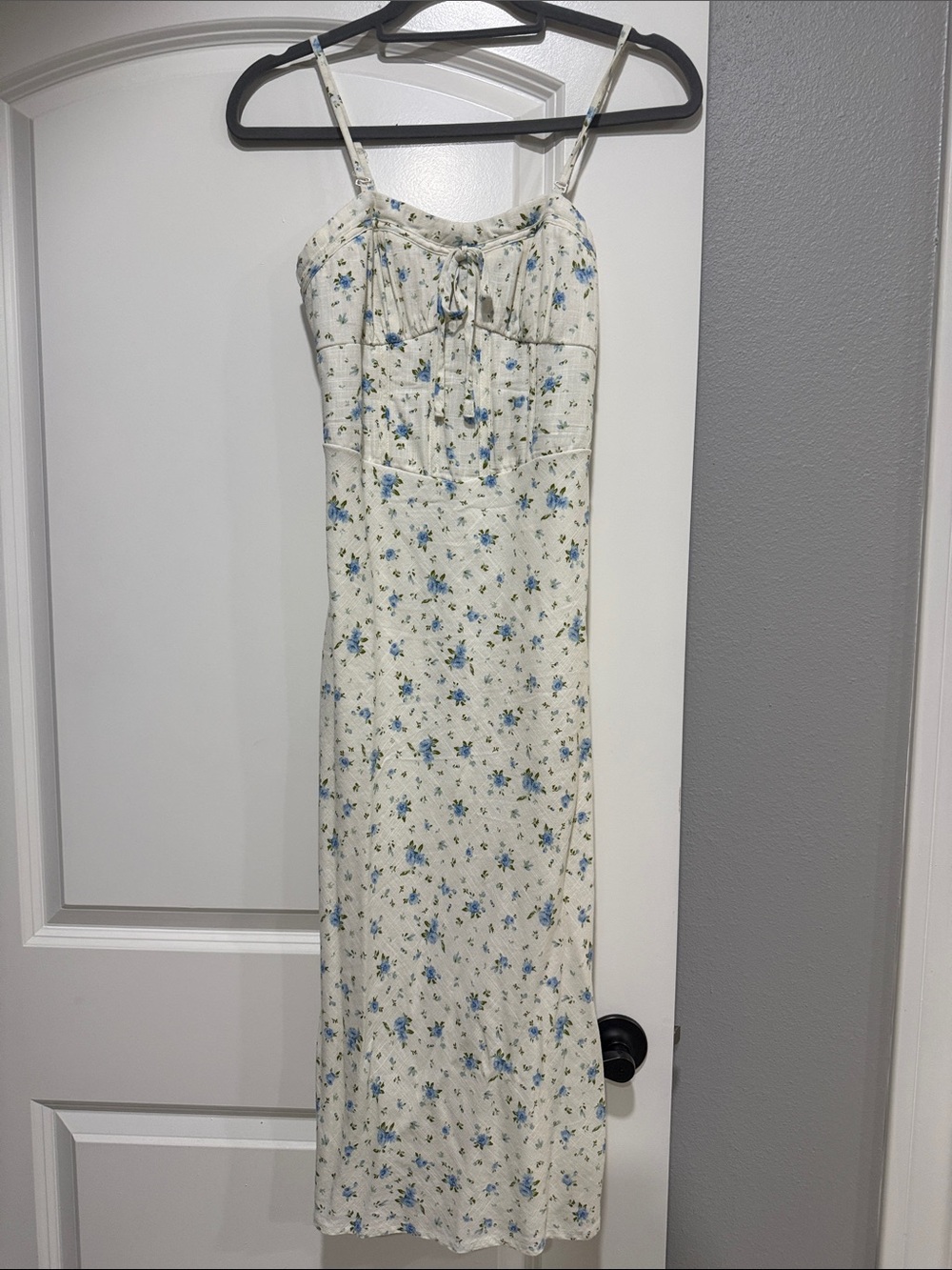 wild fable Cream Midi Dress with Blue Floral Print
